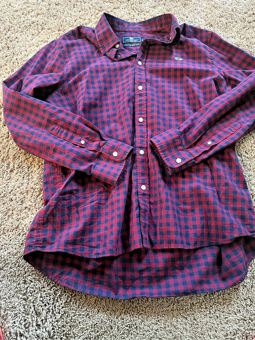 Classic Fit  Plaid Cotton Shirt Size Large Like New